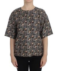 Dolce & Gabbana - Key Print Silk Blouse T-Shirt - Lyst