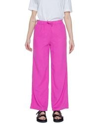 ONLY - Pink Linen Casual Pants - Lyst