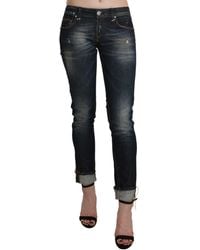 Acht - Blue Washed Low Waist Skinny Cropped Denim Pant - Lyst