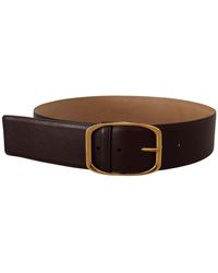 Dolce & Gabbana - Elegant Dark Leather Belt With Buckle - Lyst
