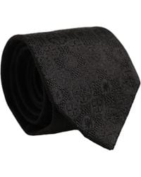 Dolce & Gabbana - Men Black Silk Geometric Adjustable Tied Necktie Tie - Lyst
