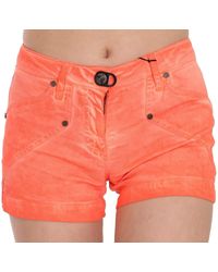 Plein Sud - Mid Waist Cotton Denim Mini Shorts Orange Pan70245 - Lyst