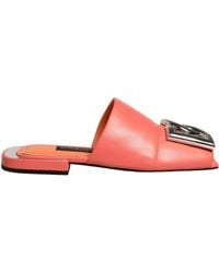 Dolce & Gabbana - Orange Dg Logo Leather Flats Sandals Shoes - Lyst