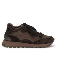 Brunello Cucinelli - Brown Calf Leather Bos Taurus Athletic Sneakers - Lyst