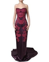 Dolce & Gabbana - Purple Silk Crystal Strapless Floor Length Gown Dress - Lyst