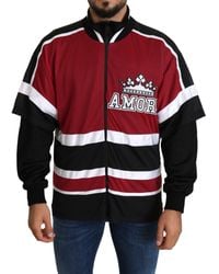 Dolce & Gabbana - Dolce Gabbana Red Black Amore Sport Full Zipper Sweater - Lyst
