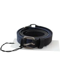 CoSTUME NATIONAL - Black Blue Leather Silver Logo Belt - Lyst
