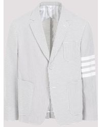 Thom Browne - Medium Grey Seersucker Cotton Jacket - Lyst