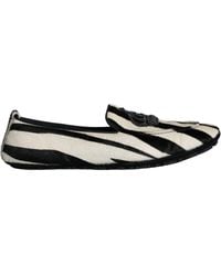 Dolce & Gabbana - Black White Calf Fur Slip On Loafers Men Shoes - Lyst