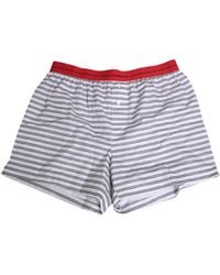 Dolce & Gabbana - White Striped Cotton Red Waistband Shorts Swimwear - Lyst