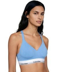Calvin Klein - Blue Cotton Bra - Lyst