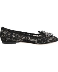 Dolce & Gabbana - Lace Flat Shoes Crystal - Lyst