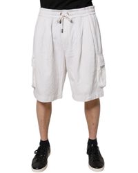 Dolce & Gabbana - White Cotton Cargo Bermuda Sweatshorts Shorts - Lyst