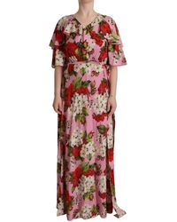 Dolce & Gabbana - Dolce Gabbana Floral Silk Stretch Gown Maxi Dress - Lyst