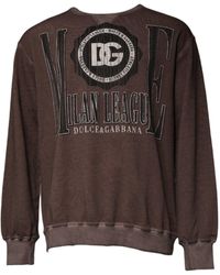 Dolce & Gabbana - Brown Logo Print Crew Neck Pullover Sweater - Lyst