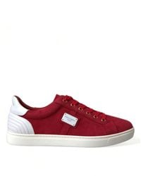 Dolce & Gabbana - Red Suede Leather Low Top Sneakers Shoes - Lyst