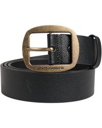 Dolce & Gabbana - Men Black Classic Leather Metal Buckle Belt - Lyst