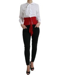 Dolce & Gabbana - Red Silk Belt Waist Lace Up Strap Corset - Lyst