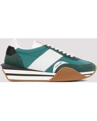 Tom Ford - Pine Green Cream Calf Leather Sneakers - Lyst