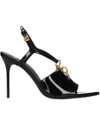Balmain - Black Leather Stiletto Heel Sandals - Lyst