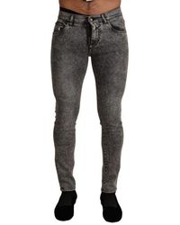 Dolce & Gabbana - Gray Cotton Stretch Slim Fit Denim Jeans - Lyst