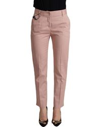 Dolce & Gabbana - Cotton Mid Waist Trouser Tapered Pants - Lyst
