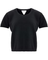 Bottega Veneta - Cashmere Blend Black Short Sleeves Top - Lyst