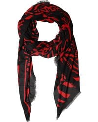Dolce & Gabbana - Black Red Printed Modal Neck Shawl Scarf - Lyst