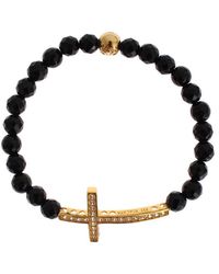 Nialaya - Agate Stone Gold Cz Cross 925 Silver Bracelet - Lyst