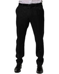 Dolce & Gabbana - Black Wool Skinny Dress Formal Trouser Pants - Lyst
