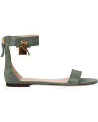 Tom Ford - Green Leather Flat Sandals - Lyst