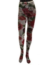 Dolce & Gabbana - Elegant Floral Print Mesh Tights - Lyst
