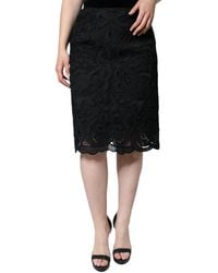 Dolce & Gabbana - Floral Lace High Waist Pencil Cut Skirt - Lyst