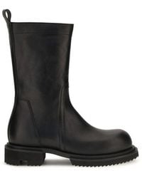 Rick Owens - Black Calf Leather Bos Taurus Flat Boots - Lyst