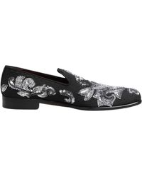 Dolce & Gabbana - Black Silver Sequined Loafers Men Dress Shoes - Lyst
