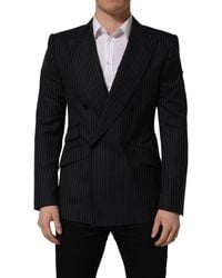 Dolce & Gabbana - Black Stripes Wool Double Breasted Jacket - Lyst