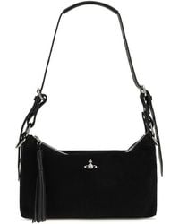 Vivienne Westwood - Black Suede Leather Shoulder Bag - Lyst