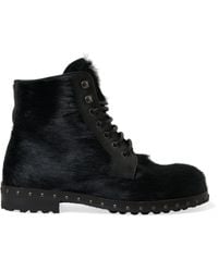 Dolce & Gabbana - Pony Style Leather Mid Calf Boots Shoes - Lyst