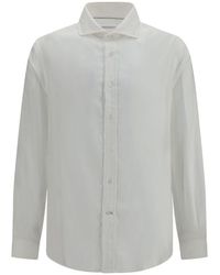 Brunello Cucinelli - White Cotton Dress Shirt - Lyst