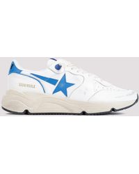Golden Goose - White And Bluette Running Sole Lamb Leather Sneakers - Lyst