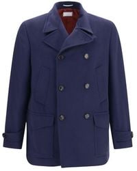 Brunello Cucinelli - Double-Breasted Wool Coat - Lyst