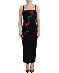 Dolce & Gabbana - Elegant Embroidered Wool Bodycon Dress - Lyst