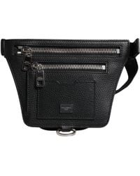 Dolce & Gabbana - Black Calfskin Logo Plaque Belt Waist Men Fanny Pack Bag - Lyst