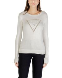 Guess - Cream Viscose Sweatshirt - Lyst