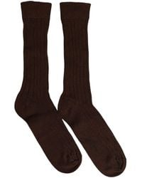 Dolce & Gabbana - Dark Brown Nylon Ribbed Over The Calf Socks - Lyst