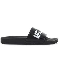 Moschino - Rubber Slides With Logo Branding - Lyst