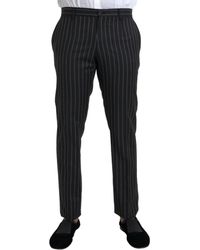 Dolce & Gabbana - Striped Wool Skinny Dress Pants - Lyst