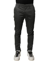 Dondup - Dark Gray Cotton Mid Waist Skinny Men Chino Trouser Pants - Lyst