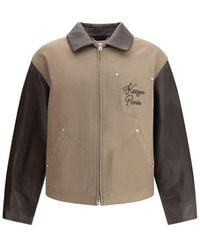 KENZO - Wool And Leather College Jacket - Lyst