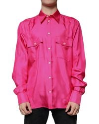 Dolce & Gabbana - Silk Collared Button Down Shirt - Lyst